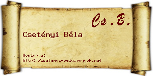 Csetényi Béla névjegykártya