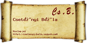Csetényi Béla névjegykártya