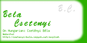 bela csetenyi business card