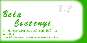 bela csetenyi business card